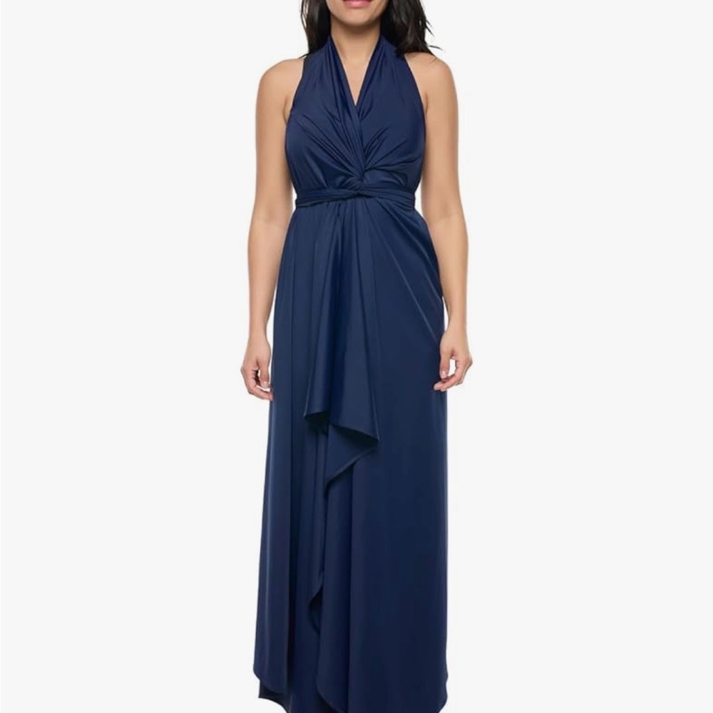 Elegant Coolibar UPF50 Mia 3-way Coverup Navy Blue Halter Maxi Dress